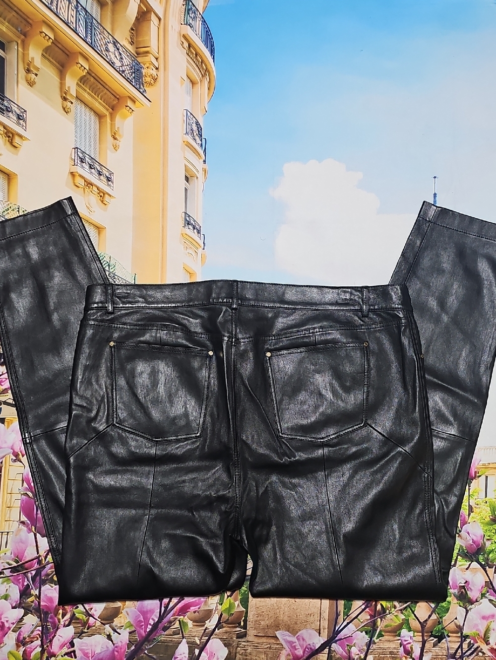 Lafayette 148 New York Black Leather Skinny Jeans Size 14 Mercer - Picture 8 of 8